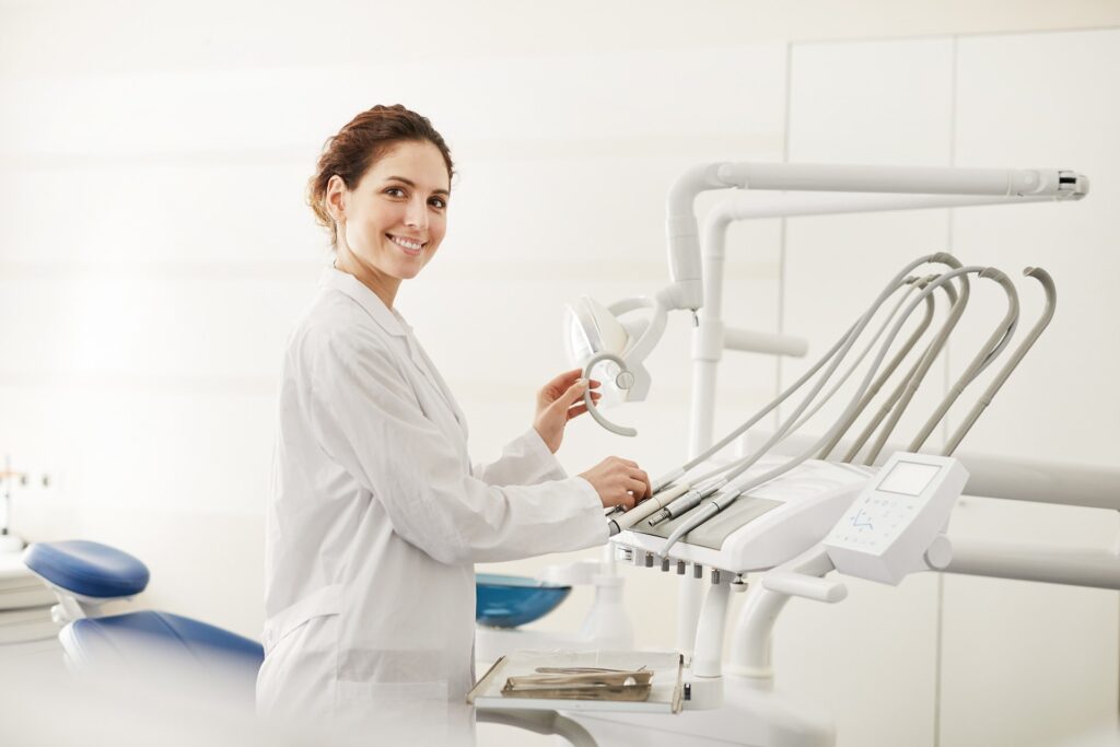 woman doctor preparing her equipment